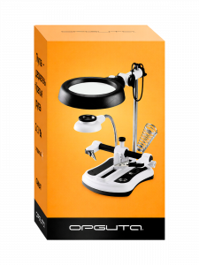 Третья рука для пайки с подсветкой, универсальный держатель на подставке с лупой 2 руки Орбита OT-INL47